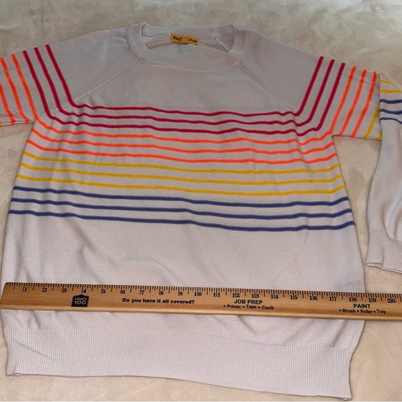 Mesh +Lace Striped Multicolor Sweater. Size XL - Picture 8 of 9